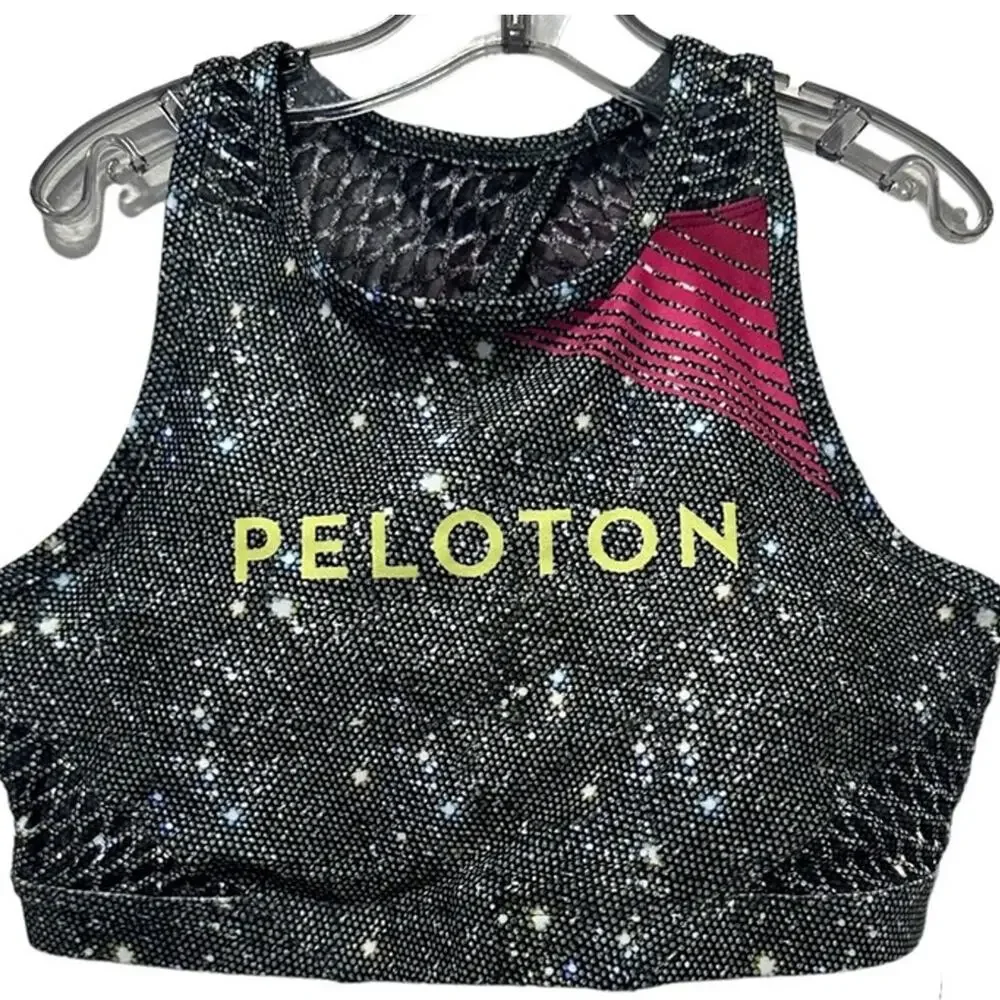 nwt Peloton High Neck Sports Bra size S 2.0 Holy Green Girls Night Out Sparkle